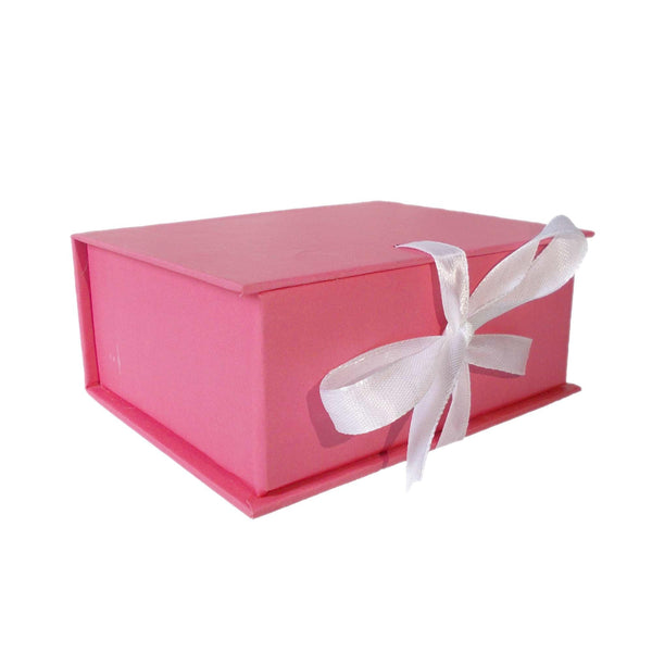 Krypmax Cardboard Empty Multipurpose Rectangular Pink Gift Box with Fancy White Ribbon (14 x 11 x 6 cm / Medium)