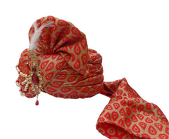 Krypmax Men's Wedding Groom Head Ethnic Safa Turban/Pagri/Headwrap for Dulha Marriage (Red)