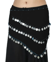 Krypmax Belly Dance Hip Scarf Waist Belt with 105 Silver Coins for Women and Girls, Triangle Shape