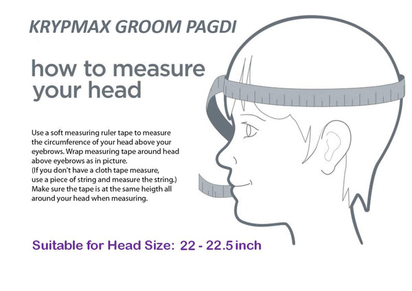Krypmax Men's Wedding Traditional Readymade Groom Head Safa Turban/Pagdi/Pagri, Peach(Size: 22 to 22.5 Inch)