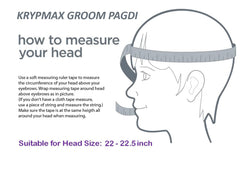 Krypmax Men's Wedding Traditional Readymade Groom Head Safa Turban/Pagdi/Pagri, Peach(Size: 22 to 22.5 Inch)