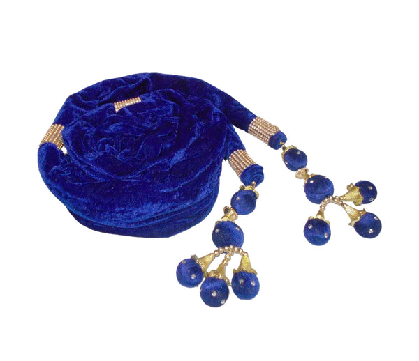 Krypmax Men's Round Ball Latkan Sherwani Velvet Dupatta (Royal Blue Color, 2.5 Mtr. Length)