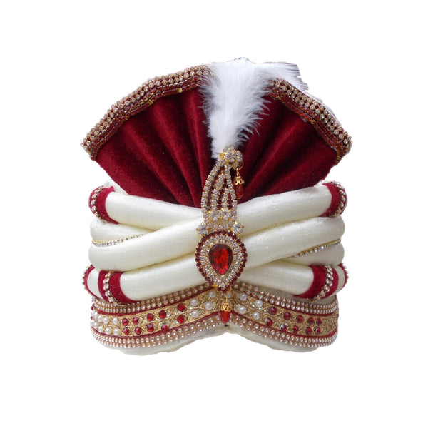 Krypmax Men's Velvet Silk Traditional Wedding Safa/Turban/Pagri/Pheta - Multicolor (Size: 22 to 22.5 Inch)