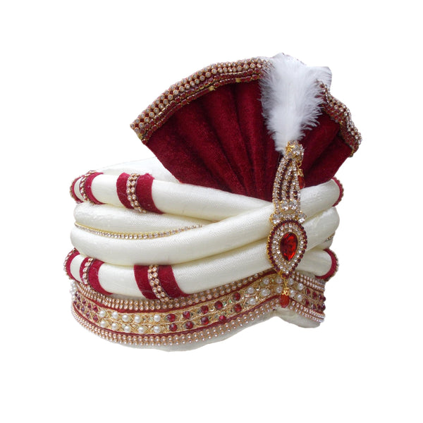 Krypmax Men's Velvet Silk Traditional Wedding Safa/Turban/Pagri/Pheta - Multicolor (Size: 22 to 22.5 Inch)