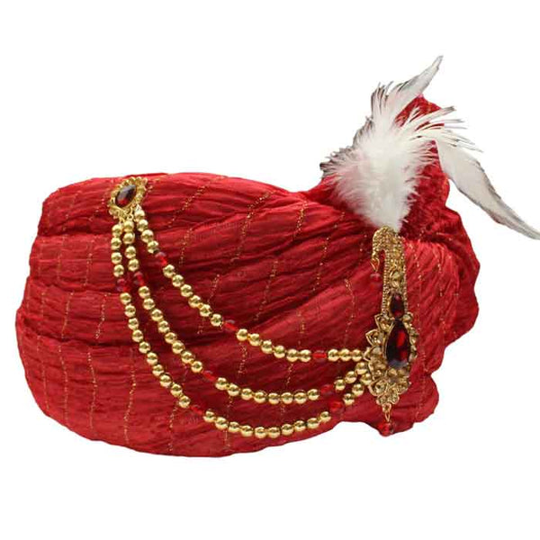KRYPMAX Groom's Dulha Pagdi with Dupatta(Stole) Combo for Men's Wedding, Maroon Colour (Pagri Size: 22 to Inch)