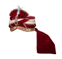 Krypmax Men's Velvet and Silk Ethnic Groom Head Pagdi/Pagri for Dulha Marriage (Multicolour)