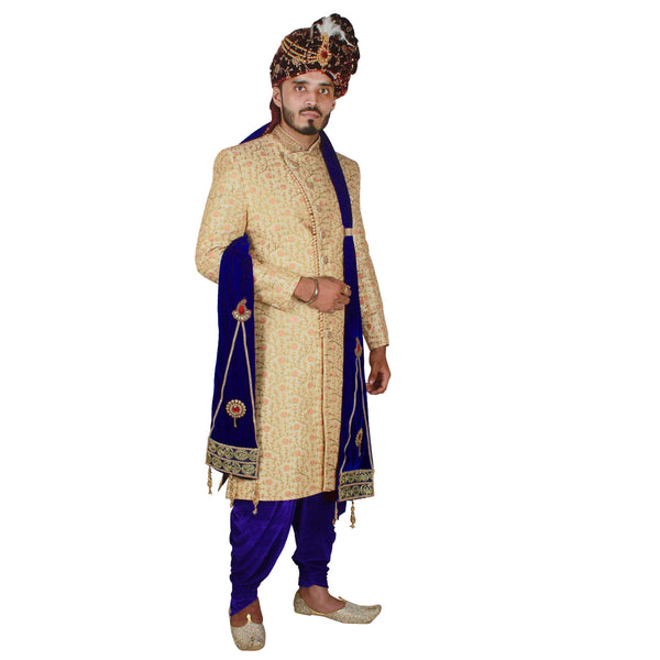 Krypmax Men's Ethnic Velvet Dupatta/Stole/Scarf for Sherwani & Indo (Broad Size, Royal Blue Color)