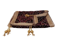 Krypmax Mens Flower Bail Printed Velvet Traditional Ethnic Safa/Turban/Pagdi/Pagri & Shawl (Maroon Color, Turban Size: 22 to 22.5 Inch)