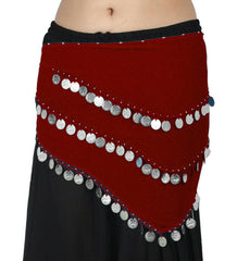 Krypmax Belly Dance Hip Scarf Waist Belt with 105 Silver Coins for Women and Girls, Triangle Shape