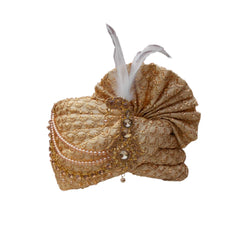 Krypmax Wedding Groom/Dulha Sitara Fabric Safa Turban/Pagri/Pagdi/Headwrap with Stole/Dupatta, Multicolor (Pagdi Size: 22.5 Inch)