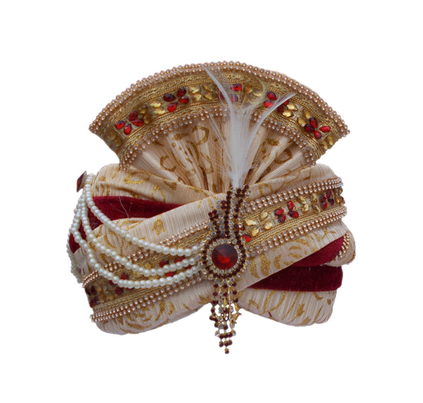 Krypmax Safa/Turban/Pagdi for Men, Dulha Marriage Pagdi/Pagri for Bridegroom - Multi Color, 22 to 22.5 Inch Size