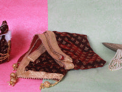 Krypmax Trishul Printed Velvet Sherwani Shawl for Men Wedding (Maroon, 2.5 Metre Long)