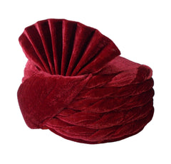 Krypmax Mens Solid Velvet Traditional Ethnic Safa/Turban/Pagdi/Pagri, Maroon (Size: 22 to 22.5 Inch)