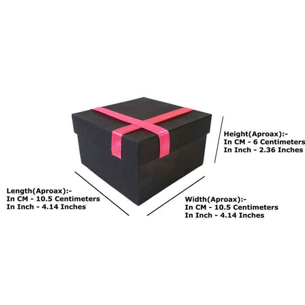 Krypmax Multipurpose Square Empty Gift Box for Her/him with Pink Ribbon Lid, Black Medium Size (10.5 x 10.5 x 6 cm)