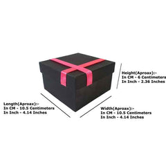 Krypmax Multipurpose Square Empty Gift Box for Her/him with Pink Ribbon Lid, Black Medium Size (10.5 x 10.5 x 6 cm)