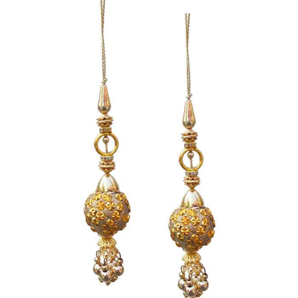 Krypmax Hanging Designer Tassel Latkan for Lehenga, Blouses, Dupatta, Art & Craft (Gold Ball Design)