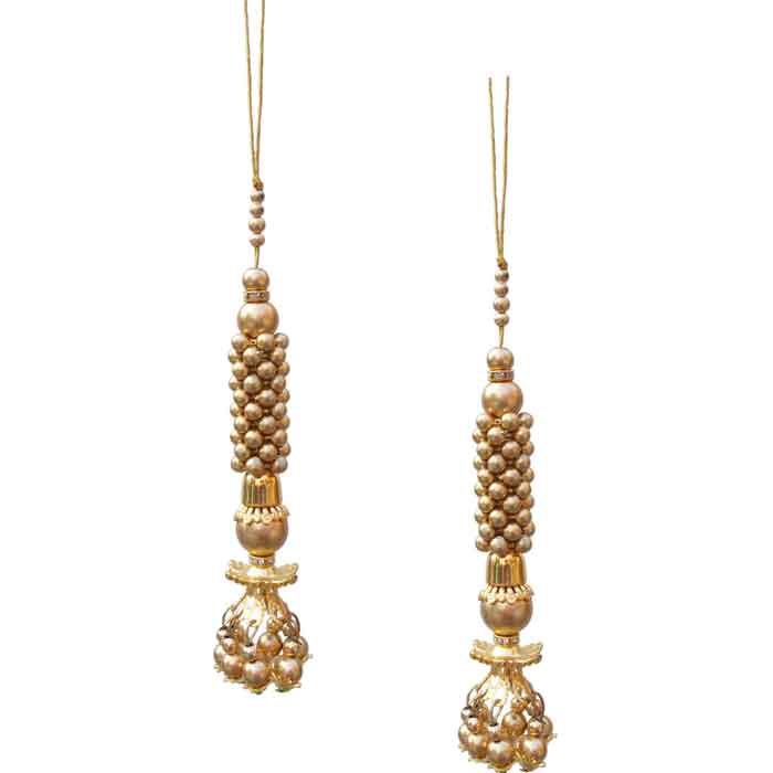 Krypmax Hanging Designer Tassel Latkan for Lehenga, Blouses, Dupatta, Art & Craft (Golden Color Design)