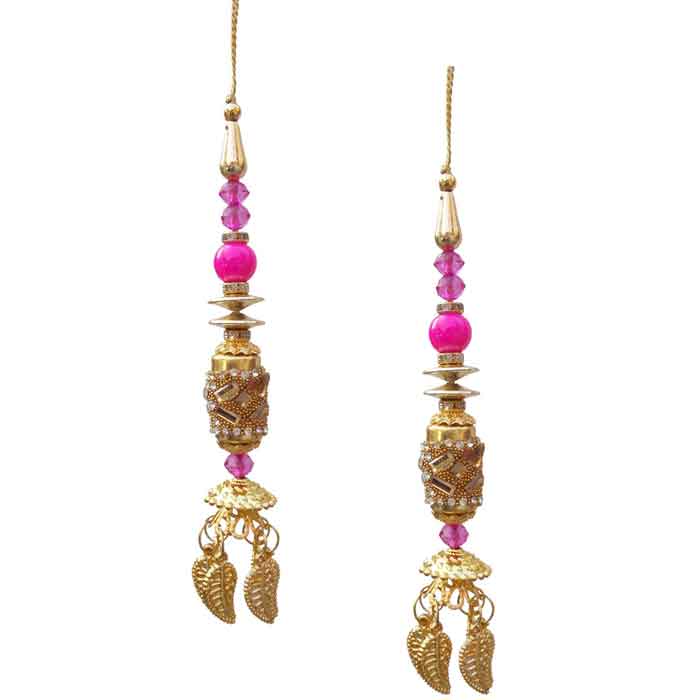 Krypmax Hanging Designer Tassel Latkan for Lehenga, Blouses, Dupatta, Art & Craft (Pink Pearl Design)