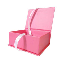 Krypmax Cardboard Empty Multipurpose Rectangular Pink Gift Box with Fancy White Ribbon (14 x 11 x 6 cm / Medium)