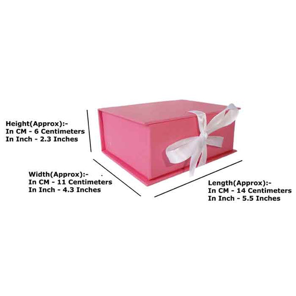 Krypmax Cardboard Empty Multipurpose Rectangular Pink Gift Box with Fancy White Ribbon (14 x 11 x 6 cm / Medium)