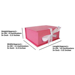 Krypmax Cardboard Empty Multipurpose Rectangular Pink Gift Box with Fancy White Ribbon (14 x 11 x 6 cm / Medium)