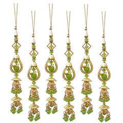 Krypmax Hanging Designer Tassel Latkan for Lehenga, Blouses, Dupatta, Art & Craft (Green Pearl Design)