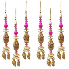 Krypmax Hanging Designer Tassel Latkan for Lehenga, Blouses, Dupatta, Art & Craft (Pink Pearl Design)