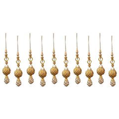 Krypmax Hanging Designer Tassel Latkan for Lehenga, Blouses, Dupatta, Art & Craft (Gold Ball Design)