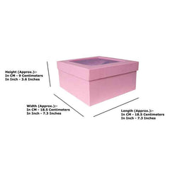 Krypmax Square Shape Partition Included Window Lid Gift Box, Light Pink (Size: 18.5 x 18.5 x 9 cm)