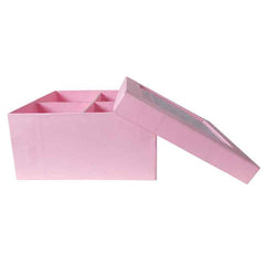 Krypmax Square Shape Partition Included Window Lid Gift Box, Light Pink (Size: 18.5 x 18.5 x 9 cm)