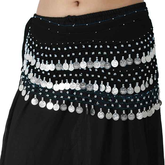 Krypmax Women's Chiffon Belly Dance Hip Scarf Waistband Belt Skirt