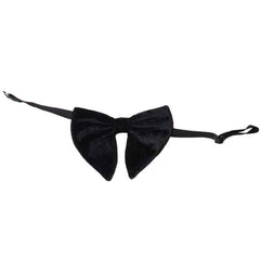 Krypmax Men's Velvet Long Peak Butterfly Look Adjustable Bow Tie (Black, Free Size)