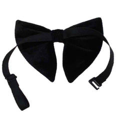 Krypmax Men's Velvet Long Peak Butterfly Look Adjustable Bow Tie (Black, Free Size)