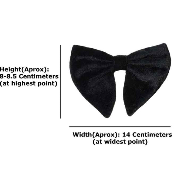 Krypmax Men's Velvet Long Peak Butterfly Look Adjustable Bow Tie (Black, Free Size)