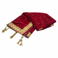 Krypmax Women's Velvet Hand Work Wedding Stole/Shawl/Dupatta (Maroon Colour)