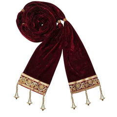 Krypmax Men's Velvet Sherwani Dupatta, Chunni Dupatta (Maroon, 2.5 m)