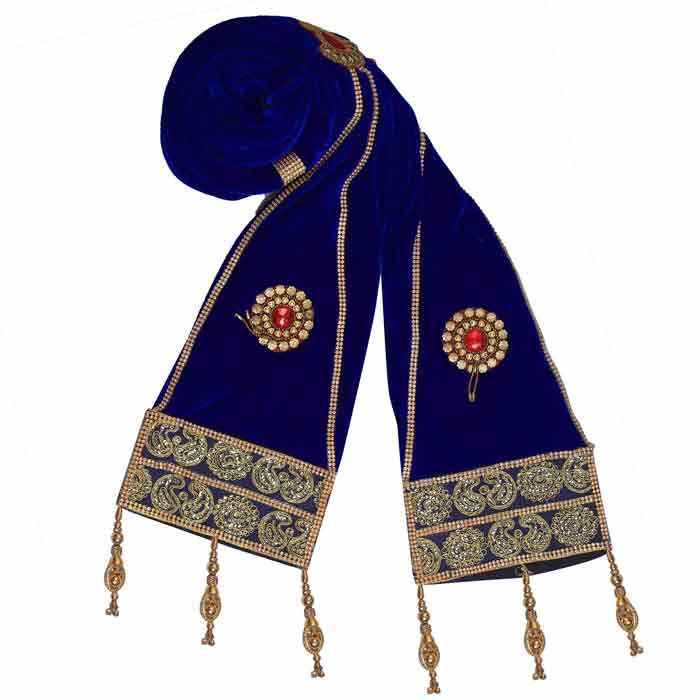 Krypmax Men's Ethnic Velvet Dupatta/Stole/Scarf for Sherwani & Indo, Chunni Dupatta (Royal Blue Color)