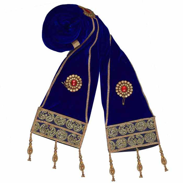 Krypmax Men's Ethnic Velvet Dupatta/Stole/Scarf for Sherwani & Indo, Chunni Dupatta (Royal Blue Color)