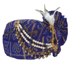 KRYPMAX Safa Turban Pagri for Groom, Wedding Jodhpuri Dulha Pagdi for Men (Royal Blue, Size: 22 to 22.5 Inch)