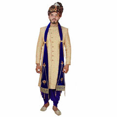 Krypmax Men's Ethnic Velvet Dupatta/Stole/Scarf for Sherwani & Indo, Chunni Dupatta (Royal Blue Color)