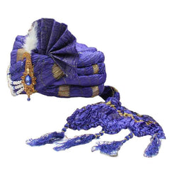 KRYPMAX Groom's Dulha Pagdi with Dupatta(Stole) Combo for Men's Wedding, Royal Blue Colour (Pagri Size: 22 to 22.5 Inch)