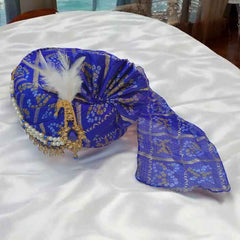 KRYPMAX Safa Turban Pagri for Groom, Wedding Jodhpuri Dulha Pagdi for Men (Royal Blue, Size: 22 to 22.5 Inch)