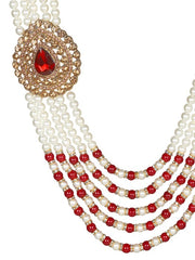 KRYPMAX Pearl Necklace Jewellery for Groom Five Line Dulha Moti Mala Haar for Men