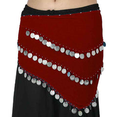 Krypmax Belly Dance Hip Scarf Waist Belt with 105 Silver Coins for Women and Girls, Triangle Shape