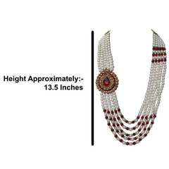 KRYPMAX Pearl Necklace Jewellery for Groom Five Line Dulha Moti Mala Haar for Men