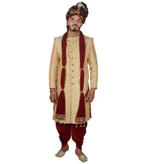 Krypmax Men's Velvet Sherwani Dupatta, Chunni Dupatta (Maroon, 2.5 m)