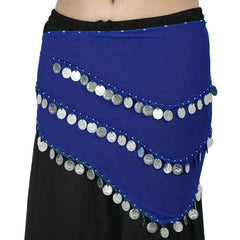 Krypmax Belly Dance Hip Scarf Waist Belt with 105 Silver Coins for Women and Girls, Triangle Shape