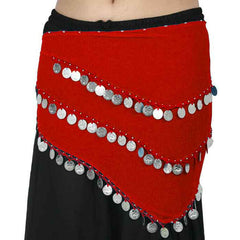 Krypmax Belly Dance Hip Scarf Waist Belt with 105 Silver Coins for Women and Girls, Triangle Shape