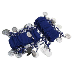 Krypmax Indian Dance Wear, Belly Dance Accessories Silver Coins Dancing Hand Bracelets (1 Pair) for Adult | Stage Performance Wear