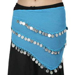 Krypmax Belly Dance Hip Scarf Waist Belt with 105 Silver Coins for Women and Girls, Triangle Shape